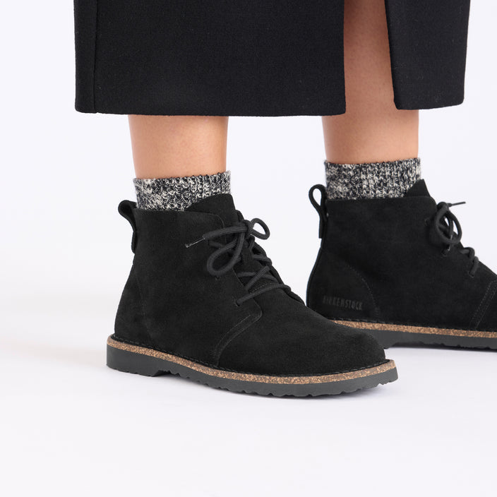 Birkenstock Uppsala Mid Black Suede Leather on model 2