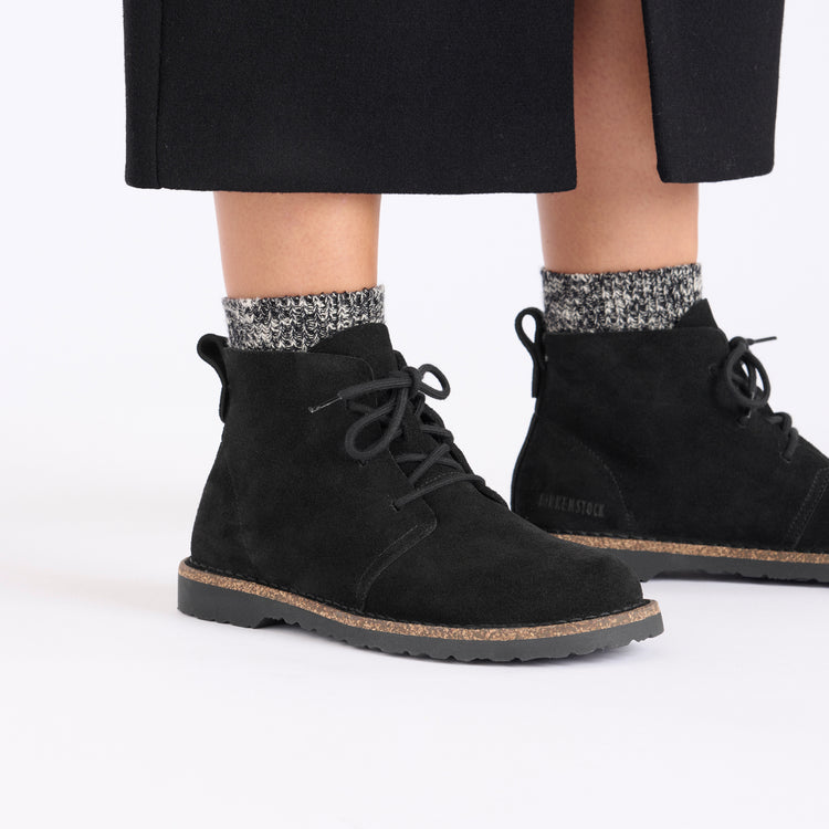 Birkenstock Uppsala Mid Black Suede Leather on model 2