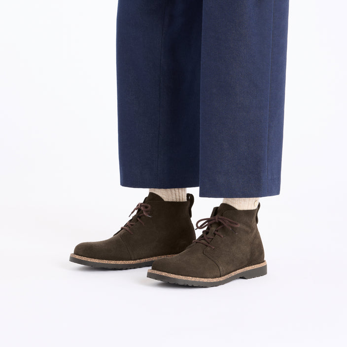 Birkenstock Uppsala Mid Mocca Suede Leather on model 1