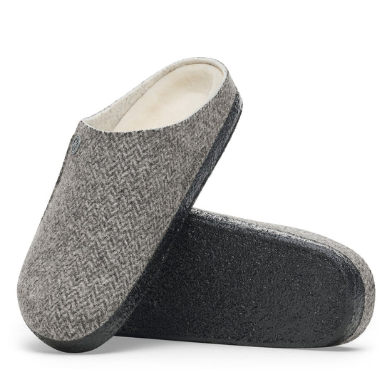 Birkenstock Zermatt Herringbone Dark Grey Felt Shearling top view