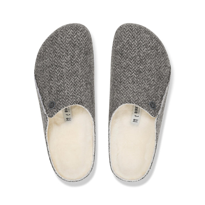 Birkenstock Zermatt Herringbone Dark Grey Felt Shearling top view