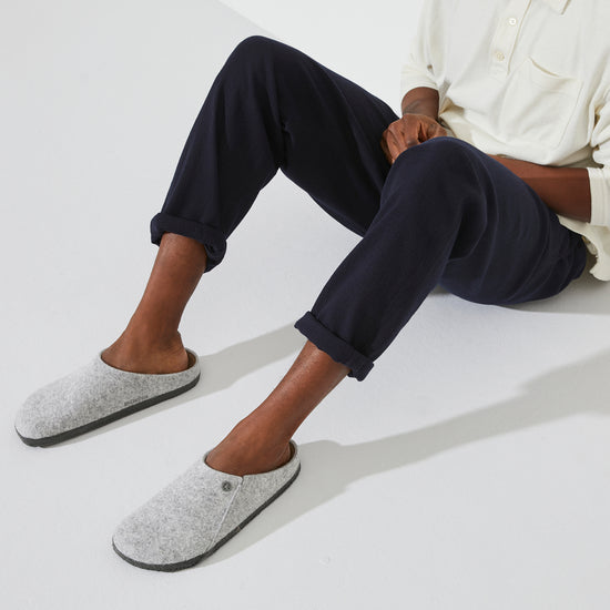Birkenstock Zermatt Light Grey Wool Felt on male model