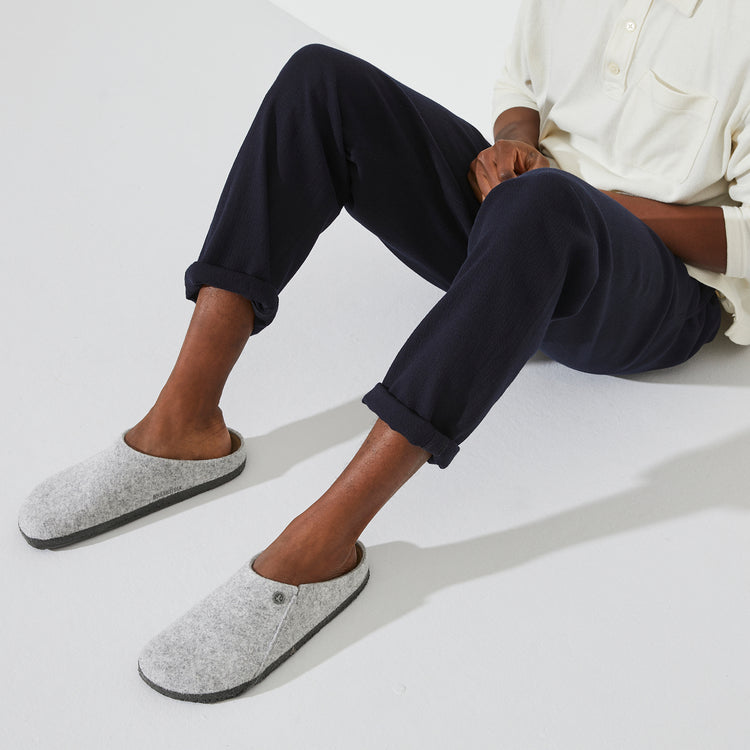 Birkenstock Zermatt Light Grey Wool Felt on male model