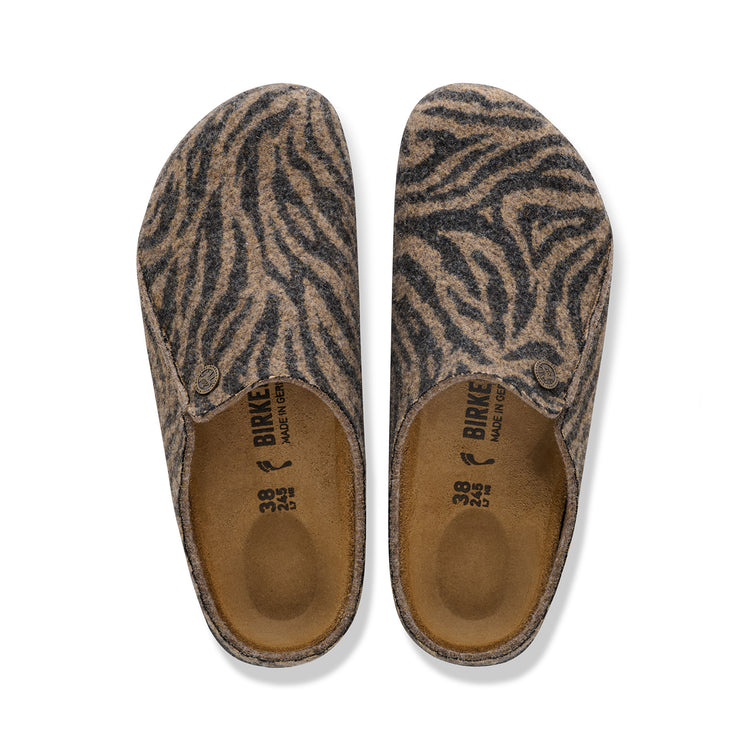 Birkenstock Zermatt Zebra Toffee Melange Wool Felt top view