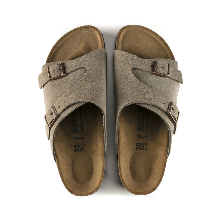Birkenstock Zurich Soft Footbed Taupe Suede Leather top view