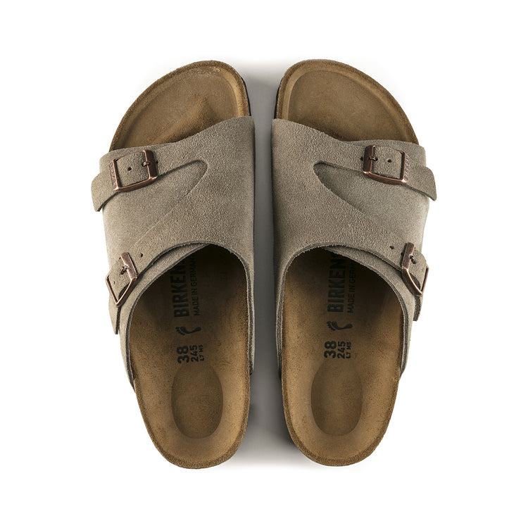 Birkenstock Zurich Soft Footbed Taupe Suede Leather top view