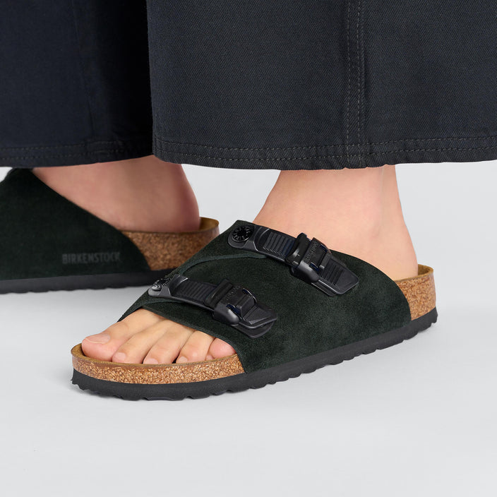Birkenstock Zurich Tech Black Suede Leather on model 2
