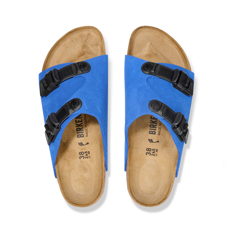 Birkenstock Zurich Tech Ultra Blue Suede Leather top view 
