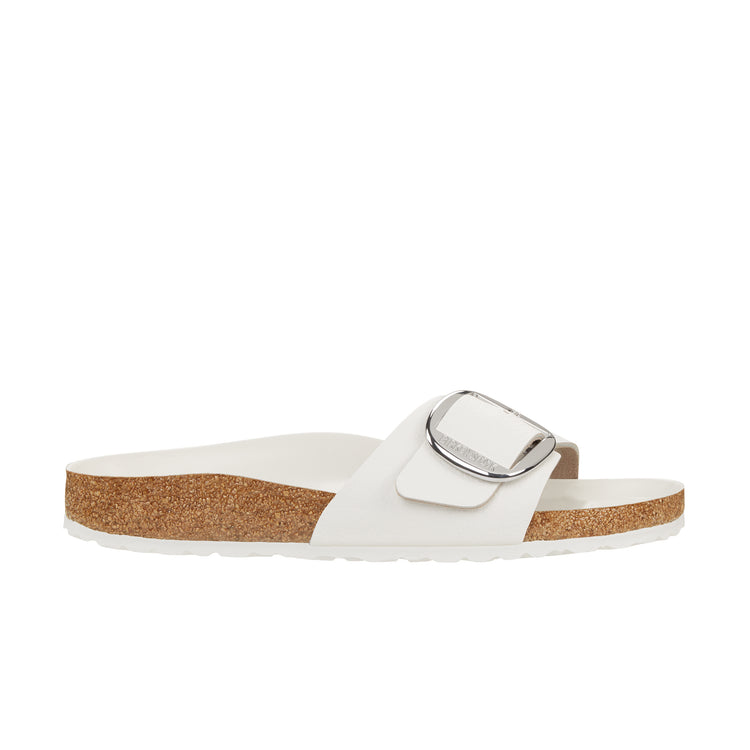 Madrid Big Buckle White Grained Leather