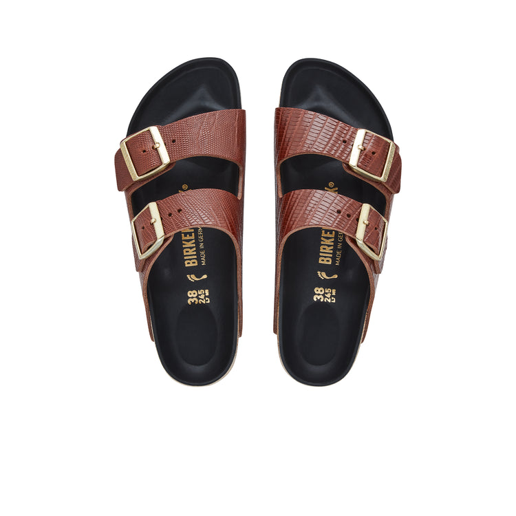 Birkenstock Arizona Cognac Embossed Smooth Leather top view