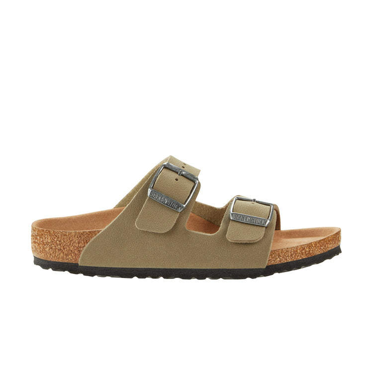 Birkenstock Arizona Kids Vegan BirkiBuc Earthy Faded Khaki side view         