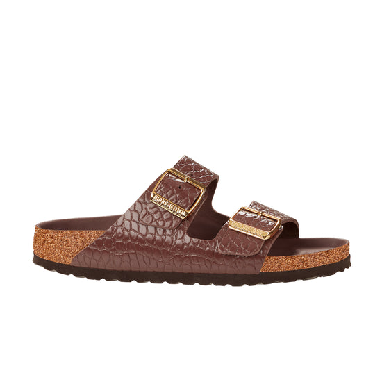 Birkenstock Arizona Semi Exquisite Hot Chocolate Embossed Natural Leather side view