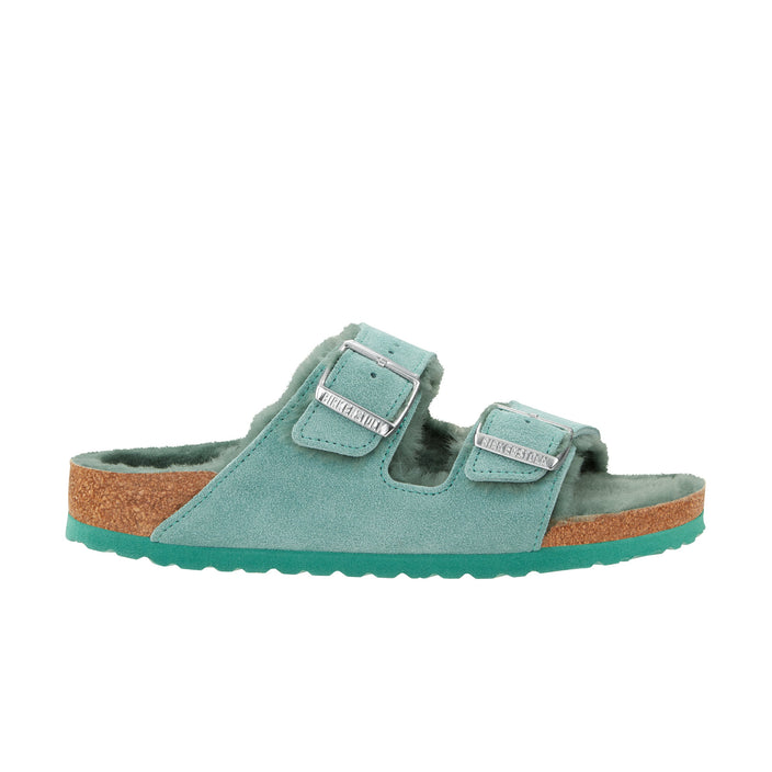 Birkenstock Arizona Shearling Suede Leather Shearling Beryl side view                 