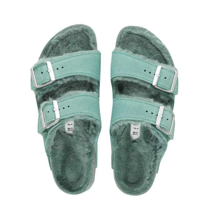 Birkenstock Arizona Shearling Suede Leather Shearling Beryl top view                 