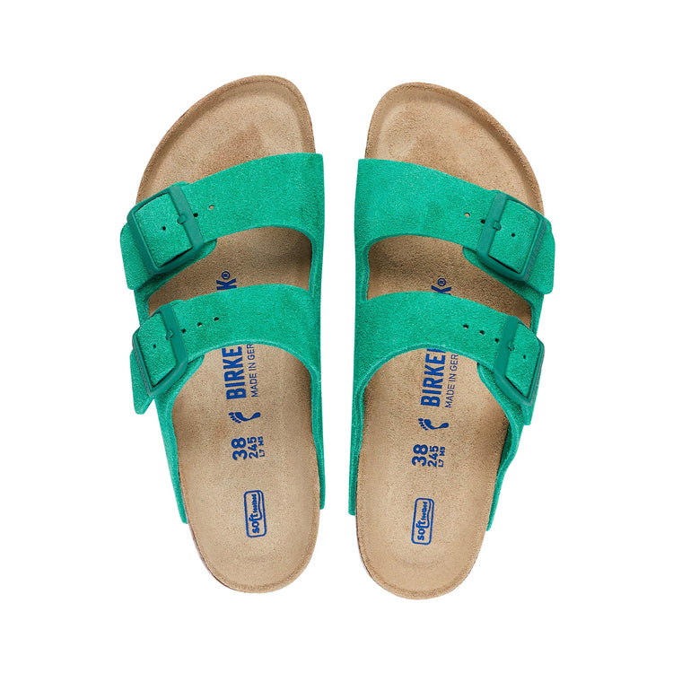 Birkenstock Arizona Soft Footbed Bold Green Suede Leather top view