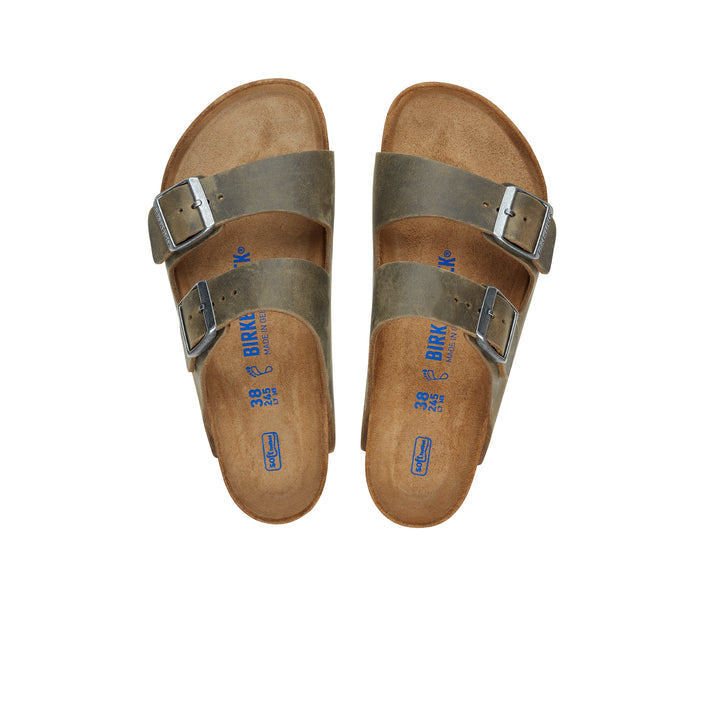 Birkenstock Arizona Soft Footbed Faded Khaki Oiled Leather top view