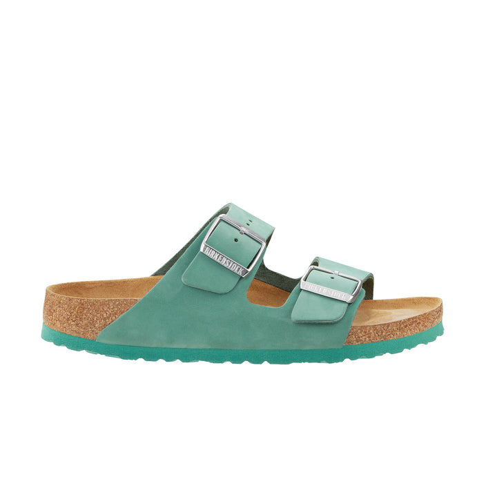 Birkenstock Arizona Soft Footbed Nubuck Leather Beryl side view         