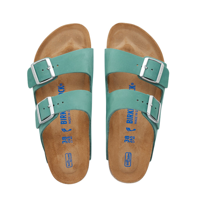 Birkenstock Arizona Soft Footbed Nubuck Leather Beryl top view         