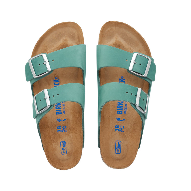 Birkenstock Arizona Soft Footbed Nubuck Leather Beryl top view         