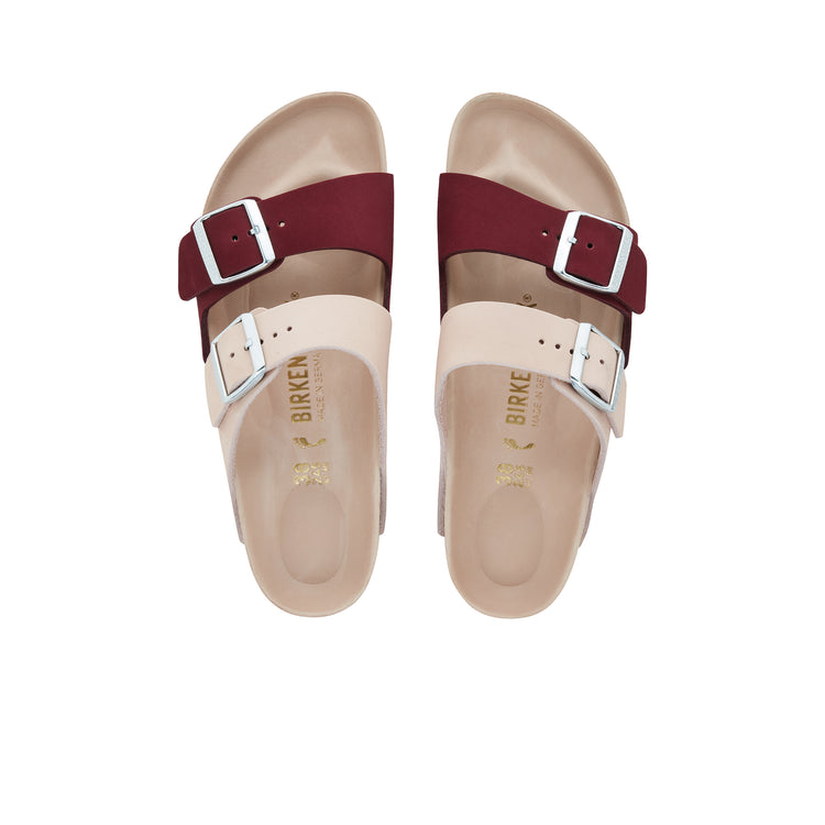 Birkenstock Arizona Split Maroon/Light Rose Nubuck Leather top view