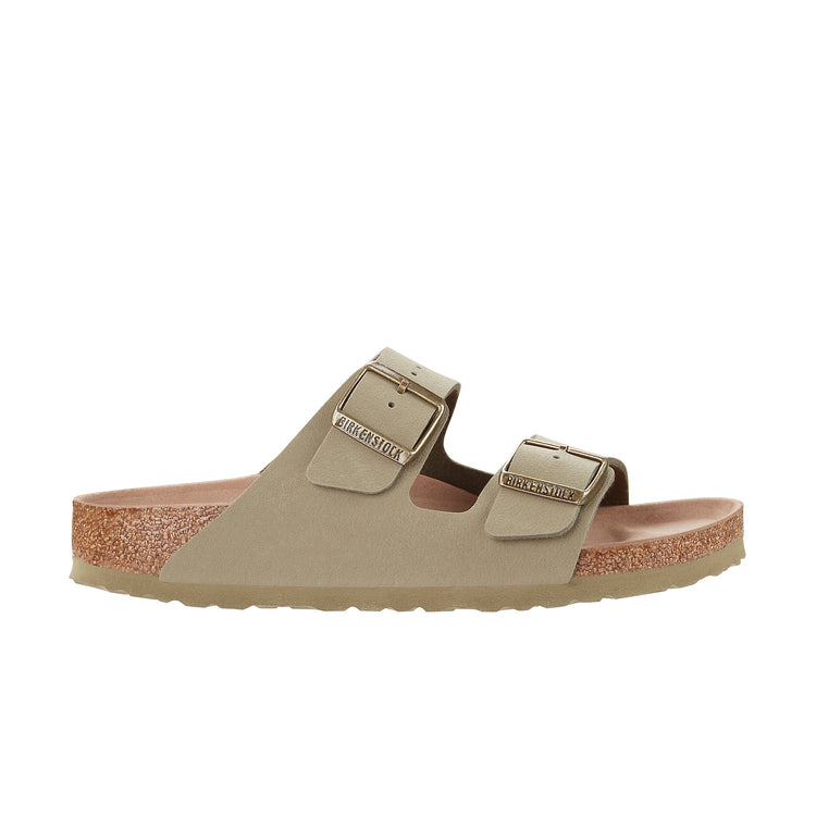Birkenstock Arizona Vegan BirkiBuc Earthy Faded Khaki side view                 
