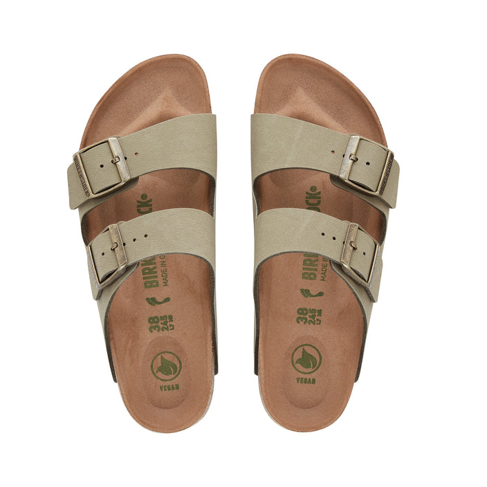 Birkenstock Arizona Vegan BirkiBuc Earthy Faded Khaki top view                 