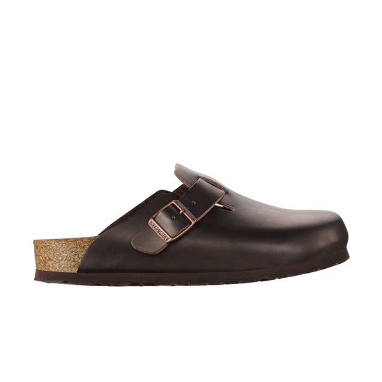 Birkenstock Boston Dark Brown Smooth Leather side view