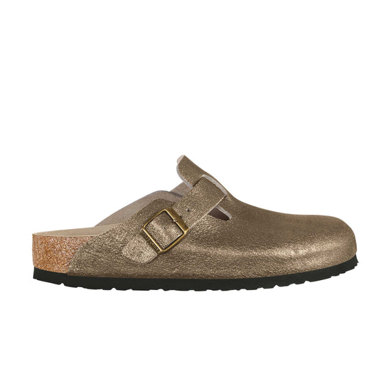 Birkenstock Boston Washed Metallic Antique Gold Natural Leather side view