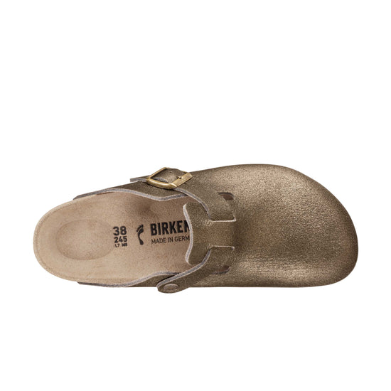 Birkenstock Boston Washed Metallic Antique Gold Natural Leather top view