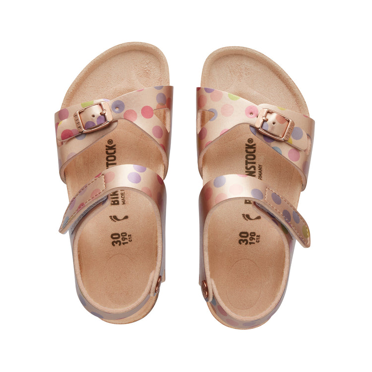 Birkenstock Colorado Kids Birko Flor Electric Metallic Dots Copper top view         