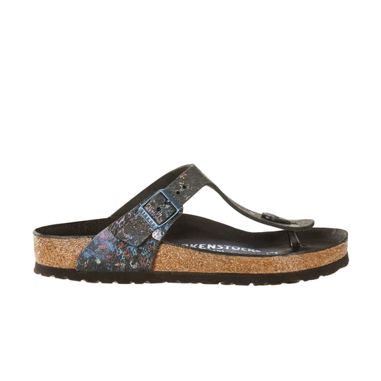 Birkenstock Gizeh Spotted Metallic Black Natural Leather side view