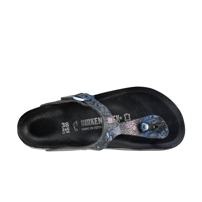 Birkenstock Gizeh Spotted Metallic Black Natural Leather top view