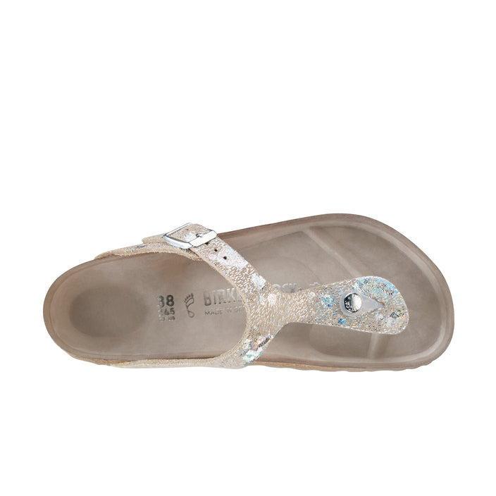 Birkenstock Gizeh Spotted Metallic Silver Natural Leather top view