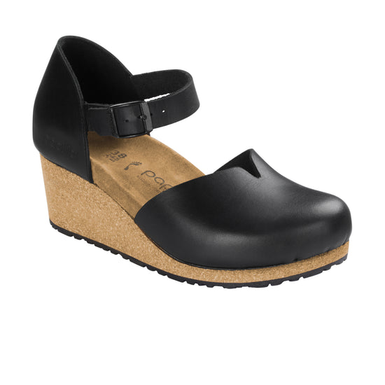 Birkenstock Mary Black Smooth Leather Square Buckle