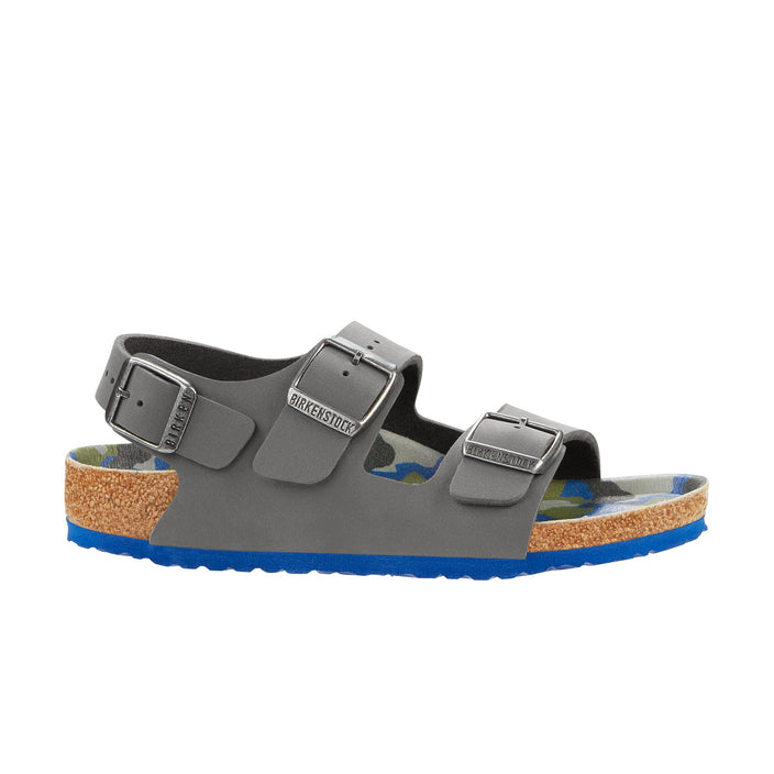 Birkenstock Milano Kids Birko Flor Grey Multicolour Camo side view  