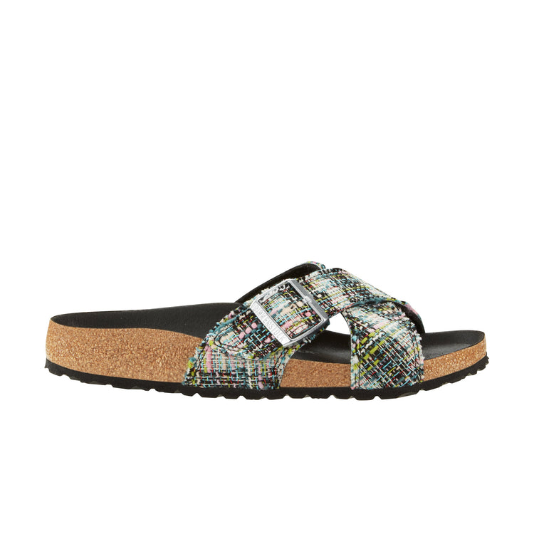 Birkenstock Siena Rivet Logo Vegan Textile Microfibre Festive Weave Green side view