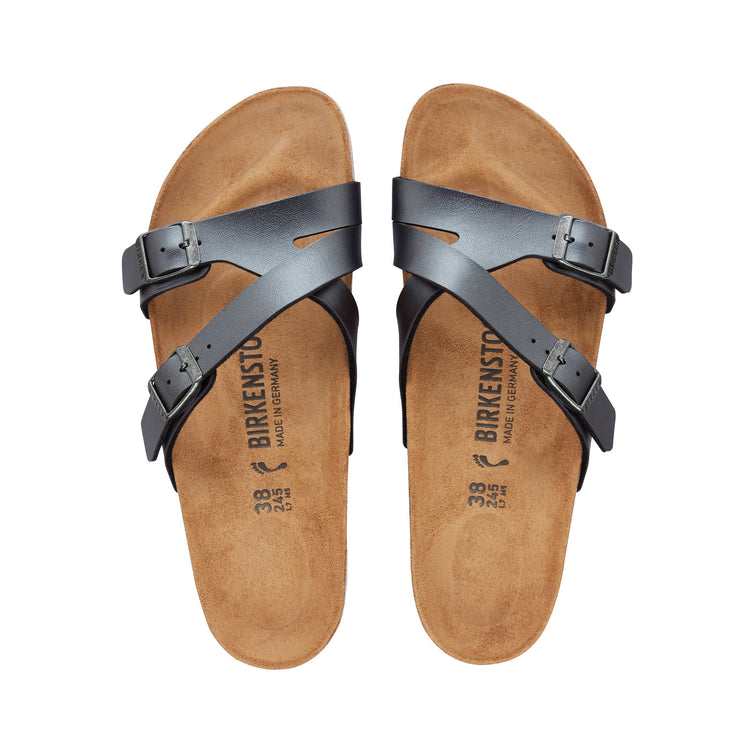 Birkenstock Yao Metallic Black Birko-Flor top view